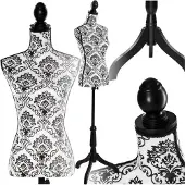 TecTake - Schaufensterpuppe Büste schwarz und weiß - höhenverstellbar - 402565