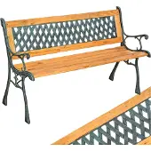 TecTake Gartenbank Tamara 2-Sitzer aus Holz und Gusseisen 128x51x73cm