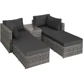 TecTake Aluminium Rattan Lounge San Domino wetterfest und UV-beständig Dicke der Sitzpolster 10 cm