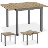 TecTake Aluminium Gartentisch Inca für 4-6 Personen, ausziehbar 80–120 x 80 x 74 cm