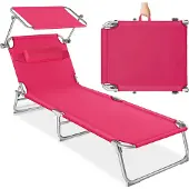 TecTake Gartenliege 4-stufig mit Kopfpolster