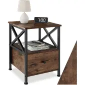 TecTake Nachttisch Falkirk Industrial Style Holz und Stahl 41 50 x 40 x 55 50 cm Industrial Holz Dunkel Rustikal