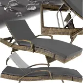 TecTake Aluminium Rattan Sonnenliege Océane 190 x 71 x 34 – 74,5 cm
