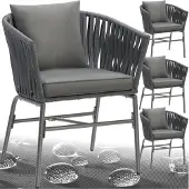 TecTake Stuhlset Valeiras im Rope-Design, dicke Polster, 60x61x77cm