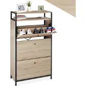 TecTake GmbH Schuhregal - Industrial Holz hell, Eiche Sonoma, 61 cm 404538