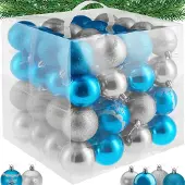 TecTake - Satz mit 64 Kugeln silber/blau - 403322