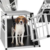 TecTake Hundetransportbox single mit gerader Rückwand mit schützenden Kunststoffecken