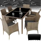 TecTake Rattan Sitzgruppe Porto für 6 Personen