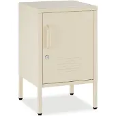 TecTake Nachttisch Baker Abschließbare Tür Mit Magnetverschluss Verstellbarer Zwischenboden 35 x 42 5 x 60 5 cm Creme