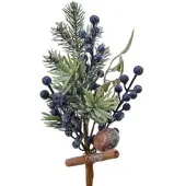 Christmas Decoration Künstliche Tannenzweige 30cm mit Beeren Spritzguss beschneit Schnee Dekozweige