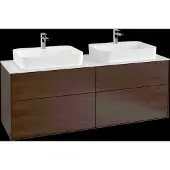 Villeroy & Boch Finion Waschtischunterschrank, 4 Auszüge, mit integrierter Beleuchtung, für 2 Waschbecken, 1600x603x501mm, Glass White Matt, G43100GN