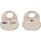 Liewood Ember Gemusterte Lätzchen 2er-Pack, Sailing/Sandy