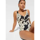 Bonprix Badeanzug mit aufwendigem Druck, sportlicher Stil, aus Polyamid und Elasthan