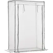 STILVORA Foliengewächshaus Stahl Weiß 100x50x150 cm mit UV-Schutz & aufrollbarer Tür