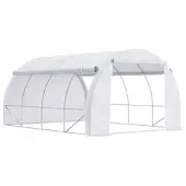 STILVORA Foliengewächshaus Stahl Weiß 397x300x200 cm mit 8 Fenstern und UV-Schutz
