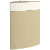 HOMCOM Wäschekorb im Eckdesign, Bambusgeflecht, 55 Liter, Stoffbeutel, Metallrahmen, Creme
