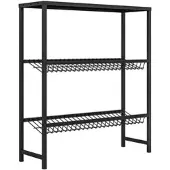 OKWISH Getränkekistenregal Stahl schwarz 103x33x113,5 cm, 3 Ebenen, höhenverstellbar