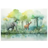 WALLARENA Fototapete Tiere in Grün | Gr.: 200 x 140 cm