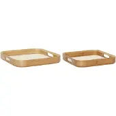 Hubsch Canvas Tabletts Square Naturel (2er Set) | 240503