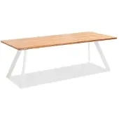 Natur24 Gartentisch Noha 200x95 Tischplatte Teak gebürstet Stativprofil Aluminium Ivory