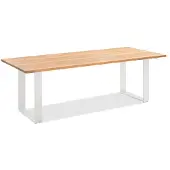 Natur24 Gartentisch Noha 200x95 Tischplatte Teak recycelt Profilkufe Aluminium Ivory
