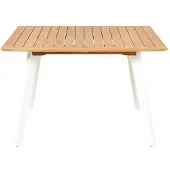 Natur24 Luna Tisch quadratisch 120x120 cm aus Teakholz Beine Aluminium Weiß