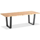 Natur24 Gartentisch Solido 280x95 Tischplatte Teak Baumkante Trapezkufe Alu Anthrazit