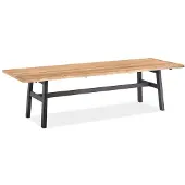 Natur24 Gartentisch Tavox 280x95 Tischplatte Teak Baumkante Gestell Steg Alu Anthrazit