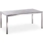 Natur24 Gartentisch Urbano 180x90 Tischplatte Glas und Keramik Grau Gestell Edelstahl