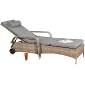 Feel2Home Sonnenliege grau Polyrattan Gartenlounge Liegestuhl Relax Terrasse Sitzgruppe