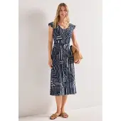 Street One Midikleid Eingrifftaschen Midikleid aus Mesh mit Print