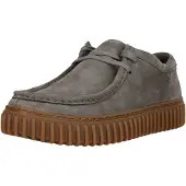 Clarks Schnürschuh "Torhill Lo Grey Suede" mit charakteristischer, gerippter Sohle
