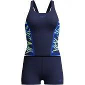 Speedo Tankini "HYPERBOOM SPLICE TANKINI SET BLK/GRN" mit Vier-Wege-Stretch, chlorbeständig