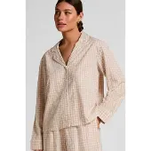 Hunkemoller Dobby Pyjama-Jacke aus Gewebter Baumwolle Beige