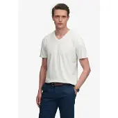 Superdry Rundhalsshirt "CLASSIC COTTON LINEN VEE" Baumwollmischung, relaxed fit aus luftig leichtem Baumwoll-Leinen-Mix