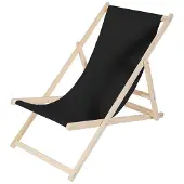 Feel2Home Strandstuhl Strandliege Liegestuhl Gartenliege Klappbar Sonnenliege Holz Schwarz