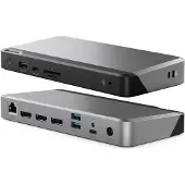 Alogic MX3, Kabelgebunden, USB 3.2 Gen 1 (3.1 Gen 1) Type-C, 100 W, 3,5 mm, 1000 Mbit/s, Schwarz, Grau