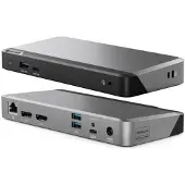 Alogic DUPRDX2-100, Kabelgebunden, USB 3.2 Gen 1 (3.1 Gen 1) Type-C, 100 W, 3,5 mm, 1000 Mbit/s, Schwarz, Grau