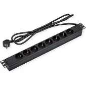Value 19-Zoll-Steckdosenleiste 8fach, 1 HE, Schutzkontakt-Stecker, 1,8 m