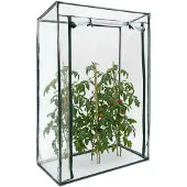 Relaxdays Gewächshaus für Tomaten 150 x 100 x 50 cm HxBxT, Schrägdach Foliengewächshaus mit PVC Folie, transparent