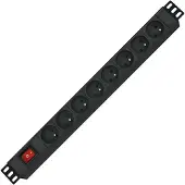 Roline 19-Zoll-Steckdosenleiste 8fach, mit Ein-/Aus-Schalter, UTE-Version, schwarz, 1,8 m