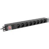 Lanberg PDU-08E-0200-BK, Geändert, 1U, Einphasig, Horizontal, Aluminium, Schwarz