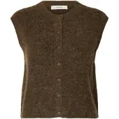 Selected Damen Pullover & Cardigans Slflulu Sl Button O-neck Vest - Bruin - Größe XS