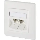 METZ CONNECT 130B12D21002-E Netzwerkdose Unterputz Einsatz mit Zentralplatte und Rahmen CAT 6a 2 Port Reinweiß