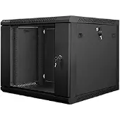Lanberg WF01-6609-10B, Wandmontiertes Regal, 9U, 60 kg, Sperrschloss, Ablageschienen, Verbessertes Kabelmanagement