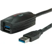 Roline USB 3.2 Gen 1 Aktives Repeater Kabel, schwarz, 5 m