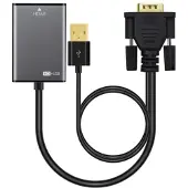 Microconnect Alcasa VGA-HDMI, Schwarz, VGA (D-Sub), HDMI