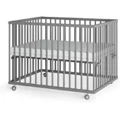 Sämann Laufgitter mit Matratze SleepPlus, Lattenrost & Sprossen grau Premium | Gr.: 75x100 cm