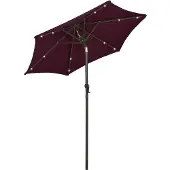 vidaXL Sonnenschirm mit LED-Beleuchtung Bordeauxrot 200x211 cm Alu
