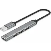 ACT USB-A-Hub 2.0, 4 Anschlüsse USB-A, USB 2.0, USB 2.0, 480 Mbit/s, Grau, Aluminium, 0,18 m